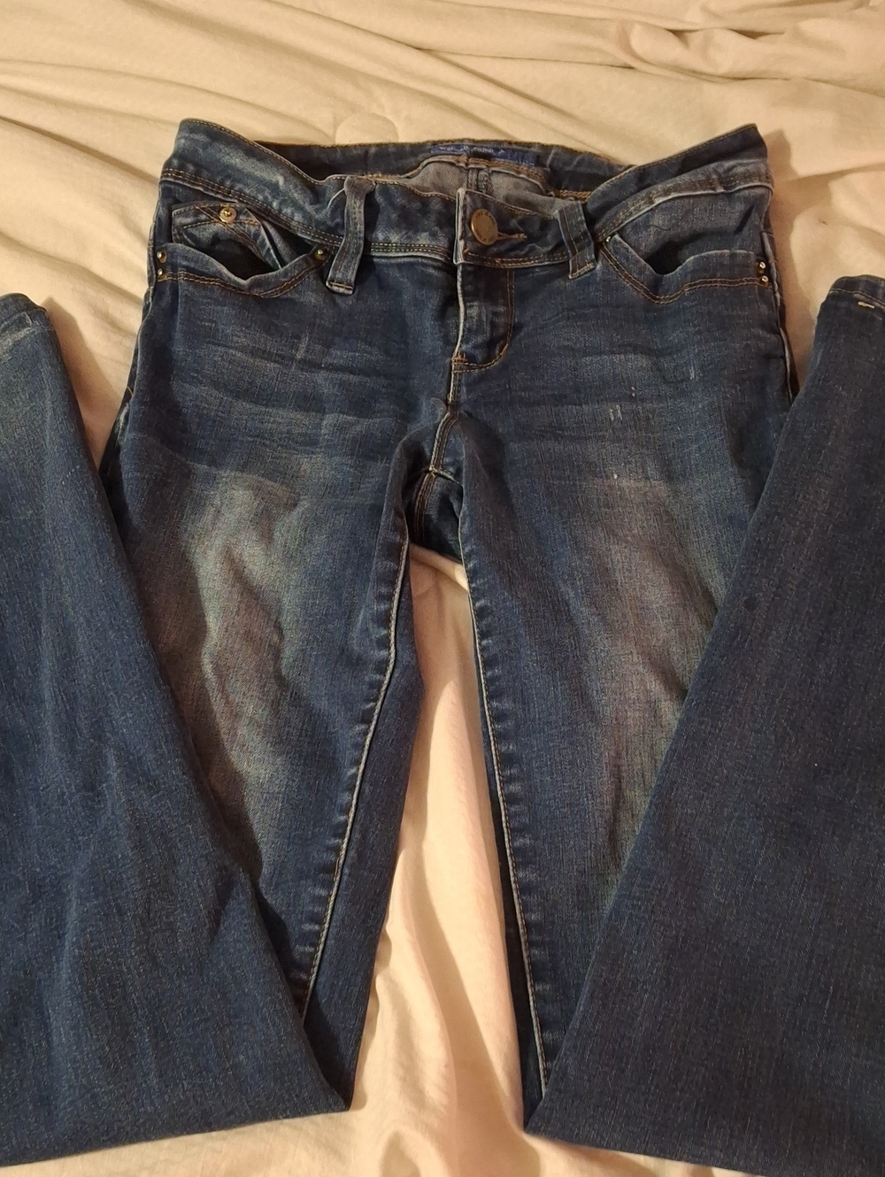 Women’s Skinny Jeans — Dark Blue Stretch Denim